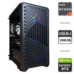 Сборка под заказ: игровой ПК 1stPlayer Trilobite T5 Black Tower / AMD Ryzen 7 5700X (8 (16) ядер по 3.4 - 4.6 GHz) / 32 GB DDR4 / 1000 GB SSD M.2 / nVidia GeForce RTX 3070, 8 GB GDDR6, 256-bit / 650W