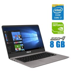 Ультрабук Asus Zenbook UX410U / 14" (1920x1080) IPS / Intel Core i7-7500U (2 (4) ядра по 2.7 - 3.5 GHz) / 8 GB DDR4 / 256 GB SSD / nVidia GeForce 940MX, 2 GB DDR3, 64-bit / WebCam / Windows 10 Home