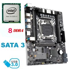 Материнская плата Kllisre X99 / socket LGA2011-3 с процессором Intel Xeon E5-2620v3 / 6 (12) ядра по 2.4-3.2GHz / 15Mb cache и 8 GB DDR4 ECC ОЗУ