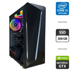 Игровой ПК 1stPlayer Black with window Tower / Intel Core i5-10400F (6 (12) ядер по 2.9 - 4.3 GHz) / 16 GB DDR4 / 500 GB SSD / nVidia GeForce GTX 1660 Super, 6 GB GDDR6, 192-bit / HDMI / 550W