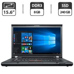 Ноутбук Б-клас Lenovo ThinkPad T530 / 15.6" (1600x900) TN / Intel Core i5-3320M (2 (4) ядра по 2.6 - 3.3 GHz) / 8 GB DDR3 / 240 GB SSD / Intel HD Graphics 4000 / DVD-ROM / WebCam VGA