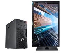 Комплект ПК: Fujitsu Esprimo P557 E85+ Tower / Intel Core i5-6400 (4 ядра по 2.7 - 3.3 GHz) / 16 GB DDR3 / 480 GB SSD / Intel HD Graphics 530 / 280W + Монитор Samsung S24E450D / 24" (1920x1080) TN + клавиатура и мышь 