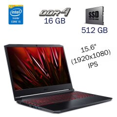 Игровой ноутбук Acer Nitro 5 AN515-56 / 15.6" (1920x1080) IPS / Intel Core i5-11300H (4 (8) ядра по 4.4 GHz) / 16 GB DDR4 / 512 GB SSD / nVidia GeForce RTX 3050, 4 GB GDDR6, 128-bit / WebCam