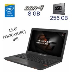 Игровой ноутбук Asus ROG Strix GL553 / 15.6" (1920x1080) IPS / Intel Core i5-7300HQ (4 ядра по 2.5 - 3.5 GHz) / 8 GB DDR4 / 256 GB SSD / nVidia GeForce GTX 1050, 4 GB GDDR5, 128-bit / WebCam / DVD-ROM