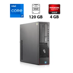 Ігровий ПК Fujitsu Esprimo E700 E90 SFF / Intel Core i7-2600 (4 (8) ядра по 3.4 - 3.8 GHz) / 8 GB DDR3 / 120 GB SSD + 320 GB HDD / AMD Radeon RX 550, 4 GB GDDR5, 128-bit