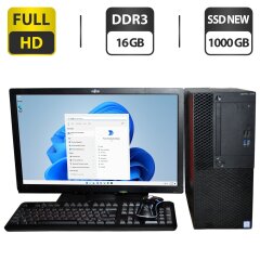 Комплект: Dell OptiPlex 3050 Tower / Intel Core i3-6100 (2 (4) ядра по 3.7 GHz) / 16 GB DDR4 NEW / 1000 GB SSD NEW / Intel HD Graphics 630 + Монитор Б-класс 24" (1920x1080) TN / Разные бренды + Клавитура, мышка, кабели, USB Wi-Fi адаптер, Windows 11 Pro