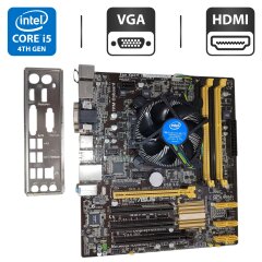 Комплект: материнская плата Asus Q87M-E / Intel Core i5-4570 (4 ядра по 3.2 - 3.6 GHz) / Intel HD Graphics 4600 / Socket LGA1150 / Кулер BOX