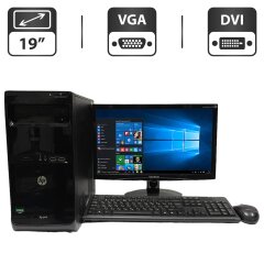 Комплект ПК: HP Pro 3505 Tower / AMD A4-3420 (2 ядра по 2.8 GHz) / 8 GB DDR3 / 500 GB HDD / AMD Radeon HD 6410D Graphics / DVD-ROM + Монитор Б-класс ViewSonic VA1938wa / 19" (1366x768) TN / VGA + Клавиатура, мышка, кабели подключения