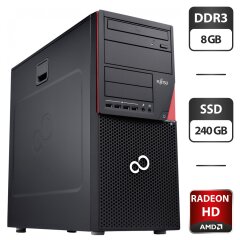 Компьютер Fujitsu Esprimo P720 E90 Tower / Intel Core i7-4770S (4 (8) ядра по 3.1 - 3.9 GHz) / 8 GB DDR3 / 240 GB SSD / AMD Radeon HD 6570, 2 GB GDDR5, 128-bit / DVD-ROM
