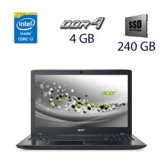 Ноутбук Acer Aspire E5-575G Grey / 15.6" (1920x1080) TN / Intel Core i3-7100U (2 (4) ядра по 2.4 GHz) / 4 GB DDR4 / 240 GB SSD / WebCam / DVD-RW / USB 3.0 / HDMI