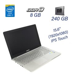 Ноутбук Asus N550J Gray / 15.6" (1920x1080) IPS Touch / Intel Core i7-4720HQ (4 (8) ядра по 2.6 - 3.6 GHz) / 8 GB DDR3 / 240 GB SSD / WebCam / DVD-RW