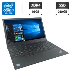 Ноутбук Lenovo ThinkPad E590 / 15.6" (1920x1080) IPS / Intel Core i7-8565U (4 (8) ядра по 1.8 - 4.6 GHz) / 16 GB DDR4 / 240 GB SSD M.2 / Intel UHD Graphics / WebCam