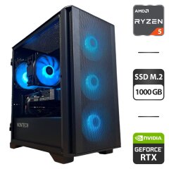 Сборка под заказ: новый игровой ПК Montech Air 1000 Premium Black Tower / AMD Ryzen 5 7500F (6 (12) ядер по 3.7 - 5.0 GHz) / 32 GB DDR5 / 1000 GB SSD M.2 / nVidia GeForce RTX 4060, 8 GB GDDR6, 128-bit / 650W