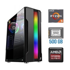 Игровой ПК Tower / AMD Ryzen 5 4500 (6 (12) ядер по 3.6 - 4.1 GHz) NEW / 16 GB DDR4 NEW / 500 GB SSD NEW / AMD Radeon RX 5700 XT, 8 GB GDDR6, 256-bit