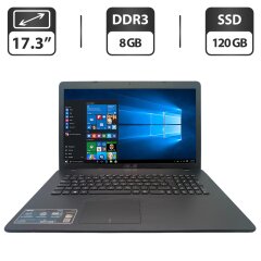 Ноутбук Asus F751S / 17.3&rdquo; (1600x900) TN / Intel Celeron N3060 (2 ядра по 1.6 - 2.4 GHz) / 8 GB DDR3 / 120 GB SSD / Intel HD Graphics / WebCam / DVD-ROM