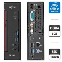 Неттоп Fujitsu Esprimo Q556 Desktop / Intel Core i3-6100T (2 (4) ядра по 3.2 GHz) / 8 GB DDR4 / 120 GB SSD / Intel HD Graphics 530 / DisplayPort / Блок живлення у комплекті