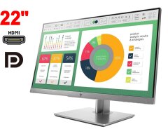Монитор HP EliteDisplay E223 / 22" (1920x1080) IPS / 1x HDMI, 1x DP, 1x VGA, 3x USB 3.0 / VESA 100x100 / Pivot