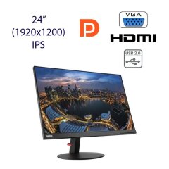 Монитор Lenovo ThinkVision T24i-10 / 24" (1920х1080) IPS / VGA, DisplayPort, HDMI, USB 2.0 / VESA 100x100