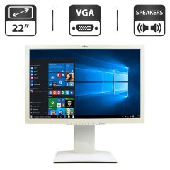 Монитор Б-класс Fujitsu B22W-7 / 22" (1680x1050) TN / USB, VGA, DVI, DisplayPort / Встроенные колонки 2x 1.5W / VESA 100x100 + Кабели (VGA, DVI, DisplayPort на выбор) и питания в комплекте