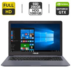Ігровий ноутбук Asus VivoBook Pro 15 N580GD / 15.6" (1920x1080) IPS / Intel Core i7-8750H (6 (12) ядер по 2.2 - 4.1 GHz) / 16 GB DDR4 / 256 GB SSD + 1000 GB HDD / nVidia GeForce GTX 1050, 4 GB GDDR5, 128-bit / WenCam / HDMI / Windows 10 Pro
