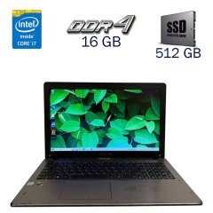 Игровой ноутбук Б-класс Asus X550V / 15.6" (1366x768) TN / Intel Core i7-7700HQ (4 (8) ядра по 2.8 - 3.8 GHz) / 16 GB DDR4 / 512 GB SSD / nVidia GeForce GTX 950M, 2 GB GDDR5, 128-bit / WebCam + Беспроводная мышка