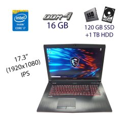 Игровой ноутбук MSI-GE72 6QF Black / 17.3" (1920x1080) IPS / Intel Core i7-6700HQ (4 (8) ядра по 2.6 - 3.5 GHz) / 16 GB DDR4 / 120 GB SSD+1 TB HDD / nVidia GeForce GTX 970M, 3 GB GDDR5, 192-bit / WebCam / DVD-RW / USB 3.0 / HDMI