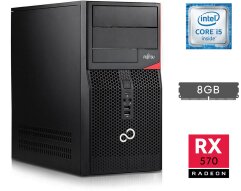 Игровой ПК Fujitsu Tower / Intel Core i5-6400 (4 ядра по 2.7 - 3.3 GHz) / 8 GB DDR4 / 250 GB SSD / AMD Radeon RX 570, 4 GB GDDR5, 256-bit / HDMI / DisplayPort