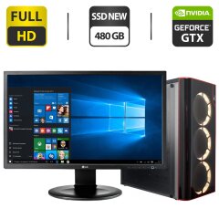 Комплект ПК: Frime Vision White Tower / Intel Core i5-4670 (4 ядра по 3.4 - 3.8 GHz) / 16 GB DDR3 / 480 GB SSD NEW / nVidia GeForce GTX 950, 2 GB GDDR5, 128-bit / 350W + Монитор LG 24MB35PM-B / 24" (1920x1080) IPS / VGA / DVI + Кабели подключения