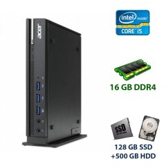 Неттоп Acer Veriton N4640G / Intel Core i5-6400T (4 ядра по 2.2 - 2.8 GHz) / 16 GB DDR4 / 128 GB SSD+500 GB HDD