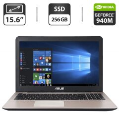 Ноутбук Б-клас Asus X555UB / 15.6" (1366x768) TN / Intel Core i5-6200U (2 (4) ядра по 2.3 - 2.8 GHz) / 8 GB DDR3 / 256 GB SSD / nVidia GeForce 940M, 2 GB GDDR3, 64-bit / WebCam / DVD-ROM / HDMI + Бездротова мишка