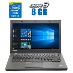 Ноутбук Lenovo ThinkPad T450 / 14" (1600x900) TN / Intel Core i5-5300U (2 (4) ядра по 2.3 - 2.9 GHz) / 8 GB DDR3 / 240 GB SSD NEW / Intel HD Graphics 5500 / WebCam / Windows 10 / Две АКБ
