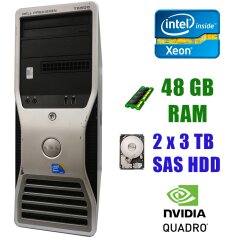 Сервер Dell WS T5500 Tower / Intel Xeon X5650 (6(12)ядер по 2.66 - 3.06GHz) / 48GB DDR3 / 2x3TB SAS HDD (RAID)/ БП 875W / nVidia Quadro FX 580 512Mb DDR3 128bit / DVI, DP