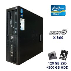 Сервер HP Z210 / Intel Xeon E3-1230 (4 (8) ядра по 3.2 - 3.6 GHz) / 8 GB DDR3 / 120 GB SSD+500 GB HDD / nVidia Quadro 400, 512 MB DDR3, 64-bit / DVD-RW