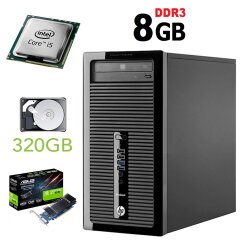HP 400 G1 MT / Intel Core i5-4570 (4 ядра по 3.2GHz) / 8GB DDR3 / 320GB HDD / nVidia GeForce GT 1030 2GB GDDR5