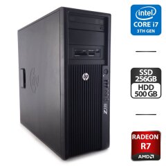 Рабочая станция HP Z220 Workstation Tower / Intel Core i7-3770K (4 (8) ядра по 3.5 - 3.9 GHz) / 16 GB DDR3 / 256 GB SSD + 500 GB HDD / AMD Radeon R7 240, 2 GB GDDR3, 64-bit / DVD-ROM / HDMI