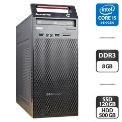 Комп'ютер Lenovo ThinkCentre E73 Tower / Intel Core i5-4570 (4 ядра по 3.2 - 3.6 GHz) / 8 GB DDR3 / 120 GB SSD + 500 GB HDD / Intel HD Graphics 4600 / DVD-ROM