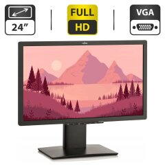 Монитор Б-класс Fujitsu B24T-7 / 24" (1920x1080) TN / USB, VGA, DVI, HDMI / Встроенные колонки 2x 1W / VESA 100x100 + Кабели (VGA, DVI&nbsp;на выбор) и питания в комплекте