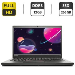 Ноутбук Б-клас Lenovo ThinkPad T450s / 14" (1920x1080) IPS / Intel Core i5-5200U (2 (4) ядра по 2.2 - 2.7 GHz) / 12 GB DDR3 / 256 GB SSD / Intel HD Graphics 5500 / WebCam / VGA