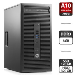 Компьютер HP EliteDesk 705 G2 Tower / AMD Pro A10-8750B (4 ядра по 3.6 - 4.0 GHz) / 8 GB DDR3 / 120 GB SSD + 320 GB HDD / AMD Radeon R7 Graphics / DVD-ROM / VGA
