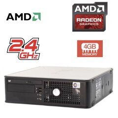 Dell Optiplex 740 SFF / AMD Athlon 64 X2 4600+ (2 ядра по 2.40 GHz) / 4 GB DDR2 / 160 GB HDD / AMD HD 8570 (1Gb 128-bit GDDR3)