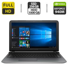 Игровой ноутбук HP Pavilion 15-ab283ur / 15.6" (1920x1080) TN / Intel Core i7-6500U (2 (4) ядра по 2.5 - 3.1 GHz) / 12 GB DDR4 / 256 GB SSD + 1000 GB HDD / nVidia GeForce 940M, 2 GB GDDR3, 64-bit / WebCam / HDMI