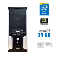 Игровой ПК Asus Vento Tower / Intel Xeon X5675 (6 (12) ядер по 3.06 - 3.46 GHz) (аналог Intel Core i7-3770) / 24 GB DDR3 ECC / 128 GB SSD M.2 NEW + 500 GB HDD / nVidia Quadro K4000, 3 GB GDDR5, 192-bit / 400W 