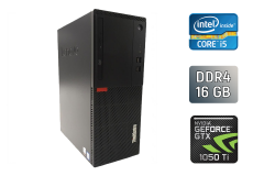 Игровой ПК Lenovo ThinkCentre M710t MT / Intel Core i5-8400 (6 ядер по 2.8 - 4.0 GHz) / 16 GB DDR4 / 128 GB SSD + 500 GB HDD / nVidia GeForce GTX 1050 Ti, 4 GB GDDR5, 128-bit / 180 W / Intel B360