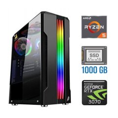 Ігровий ПК Tower / AMD Ryzen 5 5500 (6 (12) ядер по 3.6 - 4.2 GHz) / 32 GB DDR4 / 1000 GB SSD / nVidia GeForce RTX 3070, 8 GB GDDR6, 256-bit / 600W