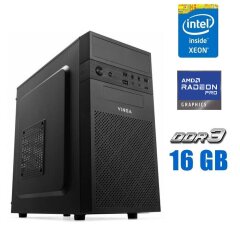 Ігровий ПК Vinga CS112B Tower / Intel Xeon E3-1240 v3 (4 (8) ядра по 3.4 - 3.8 GHz) (аналог i7-4770) / 16 GB DDR3 / 256 GB SSD / AMD Radeon Pro WX 2100, 2 GB GDDR5, 64-bit