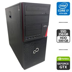 Комп'ютер Fujitsu Esprimo P756 E90 Tower / Intel Core i7-6700 (4 (8) ядра по 3.4 - 4.0 GHz) / 16 GB DDR4 / 256 GB SSD + 500 GB HDD / nVidia GeForce GTX 1050 Ti, 4 GB GDDR5, 128-bit / DVD-ROM / HDMI