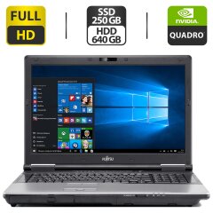 Мобильная рабочая станция Fujitsu Celsius H920 / 17.3" (1920x1080) TN / Intel Core i7-3740QM (4 (8) ядра по 2.7 - 3.7 GHz) / 16 GB DDR3 / 250 GB SSD + 640 GB HDD / nVidia Quadro K3000M, 2 GB GDDR5, 256-bit / WebCam / VGA
