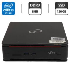 Неттоп Fujitsu Esprimo Q920 USFF / Intel Core i5-4590T (4 ядра по 2.0 - 3.0 GHz) / 8 GB DDR3 / 120 GB SSD / Intel HD Graphics 4600 / DVI + Кабель&nbsp;питания в комплекте