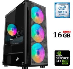 Новый игровой ПК Dtop Gaming i596 Tower / Intel Core i5-9400F (6 ядер по 2.9 - 4.1 GHz) / 16 GB DDR4 / 480 GB SSD / nVidia GeForce GTX 1660 Super, 6 GB GDDR6, 192-bit / 500W