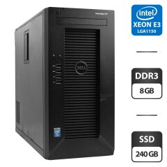 Рабочая станция Dell PowerEdge T20 Tower / Intel Xeon E3-1225 v3 (4 ядра по 3.2 - 3.6 GHz) / 8 GB DDR3 / 240 GB SSD / Intel HD Graphics / VGA